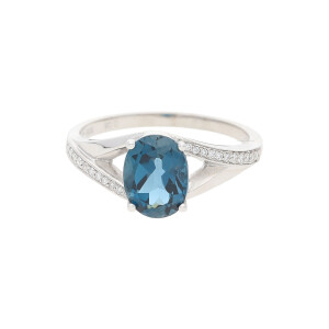 JuwelmaLux Ring 585/000 (14 Karat) Weißgold mit Blautopas London Blue JL10-07-2381 56