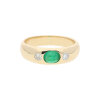 Eleganter Damen Ring aus 585/000 Gelbgold mit Smaragd und Diamanten, Second Hand, getragen