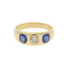 Goldener Saphir Ring mit Diamanten 750/000 (18 Karat) aus zweiter Hand, getragen