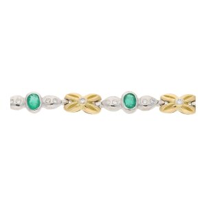 Armband Gold und Weißgold 750 Smaragd und Diamanten...