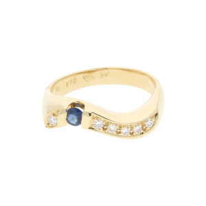 Ring Gold 585 Diamanten und Saphir Second Hand 25320500...