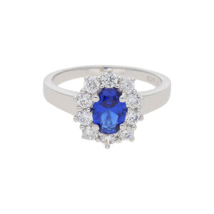 JuwelmaLux Ring 925 Sterling Silber mit blauen synth. Zirkonia JL10-07-2461