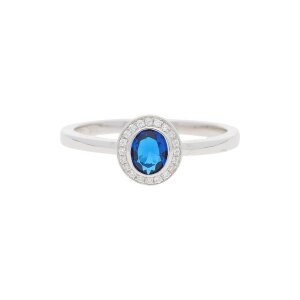 JuwelmaLux Ring 925/000 Sterling Silber mit blauem synth. Zirkonia JL10-07-2475 52