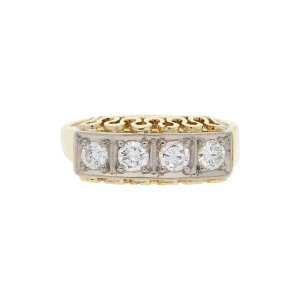 Ring für Damen aus zweiter Hand 585/000 (14 Karat) Gelbgold mit Diamanten, getragen 25320452