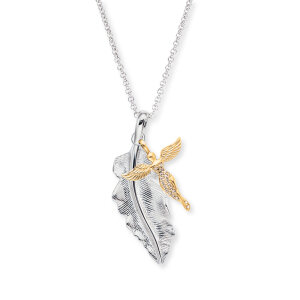 Engelsrufer Halskette Silber ERN-FEDER-ANGEL-BIG vergoldet