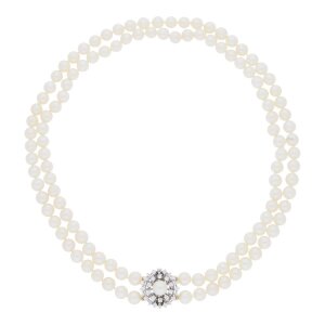 JuwelmaLux Perlenkette 585/000 (14 Karat) Weißgold mit Brillanten und Akoya Zuchtperle JL30-05-1621