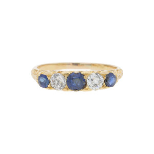 Diamantring mit Saphiren aus Gold 750/000 (18 Karat)...