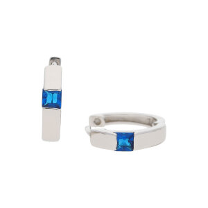JuwelmaLux Creolen 925 Silber mit blauem Zirkonia JL10-06-2557