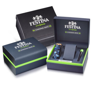 Festina Herrenarmbanduhr F20549/1 Connected Chrono Bike Hybrid Set, Edelstahl, blau, rosévergoldet