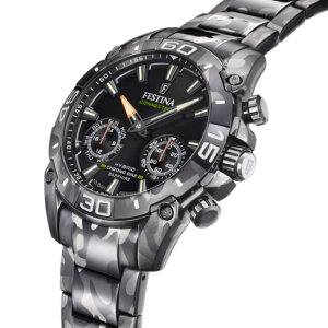 Festina Herrenarmbanduhr F20545/1 Connected Chrono Bike Hybrid Set, Edelstahl, Tarnmuster