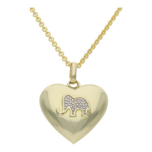 Herz Anhänger Second Hand aus Gold mit Elefant, getragen