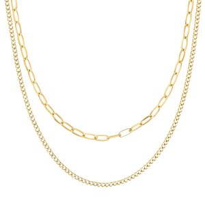JOOP! Damen Halskette 2031015 Edelstahl, Gold IP plattiert
