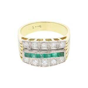 Ring 585/000 (14 Karat) Gold mit Smaragd und Brillanten...