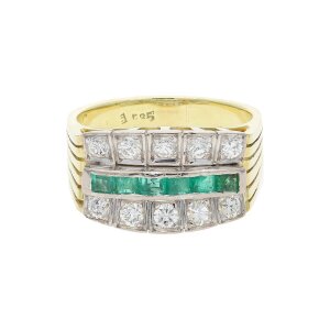 Ring 585/000 (14 Karat) Gold mit Smaragd und Brillanten...