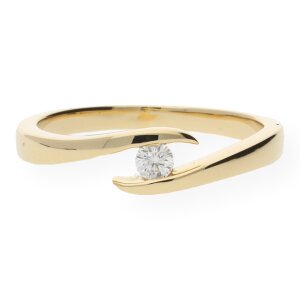 JuwelmaLux Ring Gelbgold 750er 18 Karat mit Brillant 0,10 ct. JL10-07-0096 Größe 52