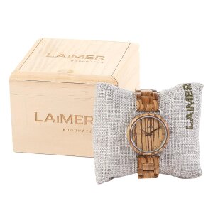 LAiMER Damen Uhr 0116 Greta Zebranoholz Vegan