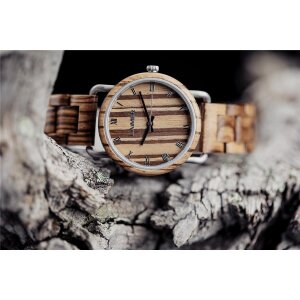 LAiMER Damen Uhr 0116 Greta Zebranoholz Vegan