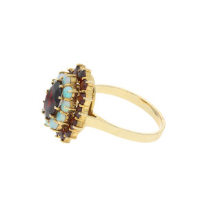 Damen Ring 333/000 (8 Karat) Gold mit Opal und Granat getragen 25320770