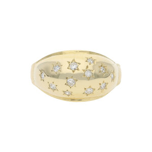 Ring 585/000 (14 Karat) Gold mit Diamanten getragen 25320791