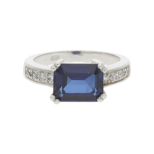 Ring Silber 925 Zirkonia saphirblau JL30-07-3110 JuwelmaLux