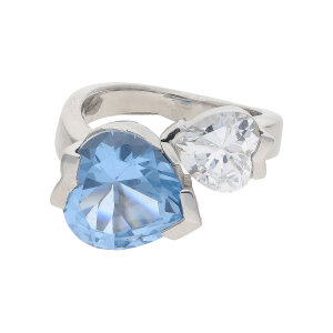 Ring Silber 925 Zirkonia Herz blau JL30-07-3106 JuwelmaLux