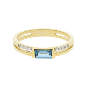 JuwelmaLux Ring 333/000 (8 Karat) Gold echter Blautopas...