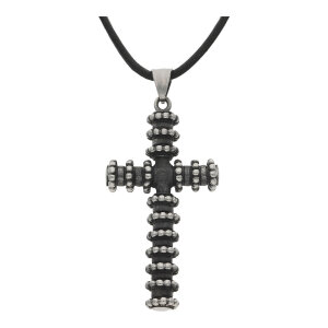 JuwelmaLux Kreuz Anhänger Edelstahl mit Lederkette...