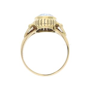 Ring 585/000 (14 Karat) Gold mit synth Aquamarin getragen...