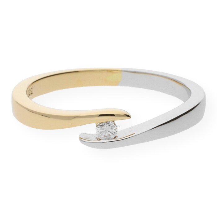 JuwelmaLux Ring Gelbgold und 585er Weißgold 14 Karat mit Brillant 0,05 Carat JL10-07-0084