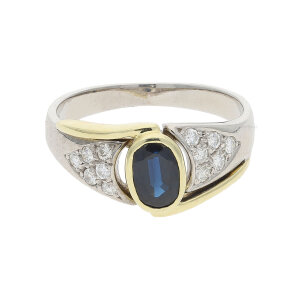 Saphir Ring Gold und Weißgold 585 Brillanten Second...