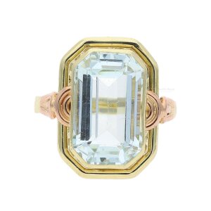 Ring Gold und Roségold 585 Aquamarin Handarbeit...