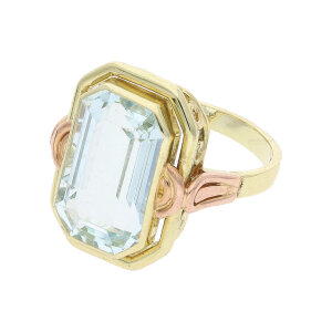 Ring Gold und Roségold 585 Aquamarin Handarbeit...