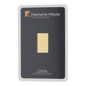 Goldbarren Heimerle + Meule 5 Gramm geprägt Feingold...