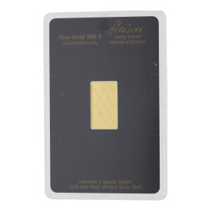 Goldbarren Heimerle + Meule 5 Gramm geprägt Feingold...