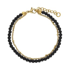 JuwelmaLux Armband Fantasie 2-reihig Edelstahl Gold...