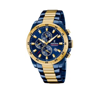 Festina Herren Uhr F20564/1 Chronograph Edelstahl gold,...