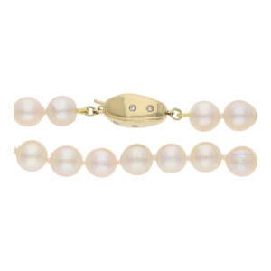 Perlenkette Gold 585 Brillanten und Akoya Zuchtperlen...