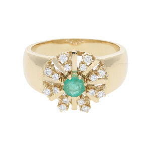 Ring 585/000 (14 Karat) Gold mit Smaragd & Brillanten...