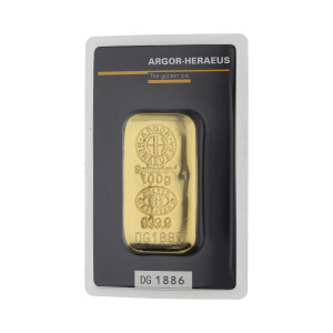 Goldbarren 100g Argor-Heraeus gegossen zertifiziert 999,9...