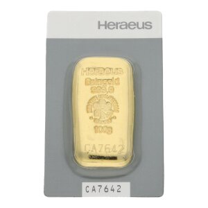 Goldbarren 100g Argor-Heraeus gegossen zertifiziert 999,9 Feingold 2022-GB-01-100g mit individueller Seriennummer
