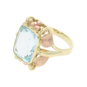 Ring Gold und Roségold 585 Aquamarin Handarbeit...