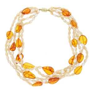 JuwelmaLux Halskette Metall vergoldet mit Perlmutt &...
