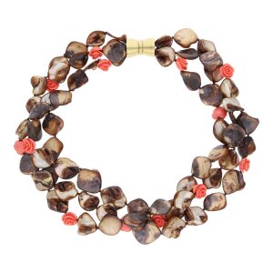 JuwelmaLux Rose Halskette Metall vergoldet mit Perlmutt...