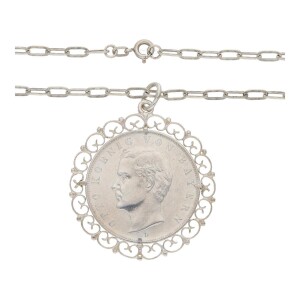 Anhänger Münze 835/000 Silber, mit Kette, "König Otto von Bayern", getragen 25321314