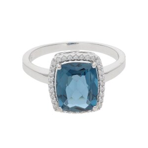 JuwelmaLux Ring 925/000 Sterling Silber mit London Blue...