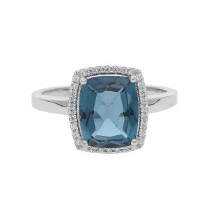 JuwelmaLux Ring 925/000 Sterling Silber mit London Blue...