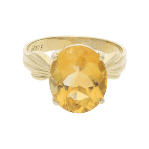 Damen Ring 375/000 (9 Karat) Gold mit Citrin getragen...