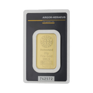 Goldbarren 20 Gramm Argor-Heraeus geprägt...