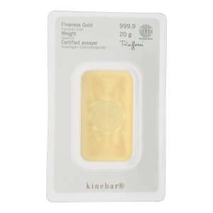 Goldbarren 20 Gramm Argor-Heraeus geprägt zertifiziert 999,9 Feingold 2022-GB-10-20g mit individueller Seriennummer