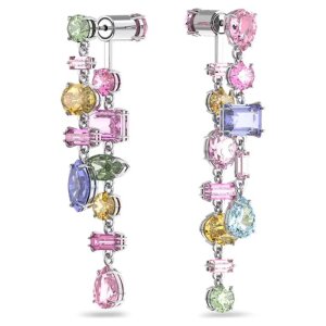 Swarovski Ohrhänger Drop 5613740 Gema, Asymmetrisch, Lang, Mehrfarbig, Rhodiniert